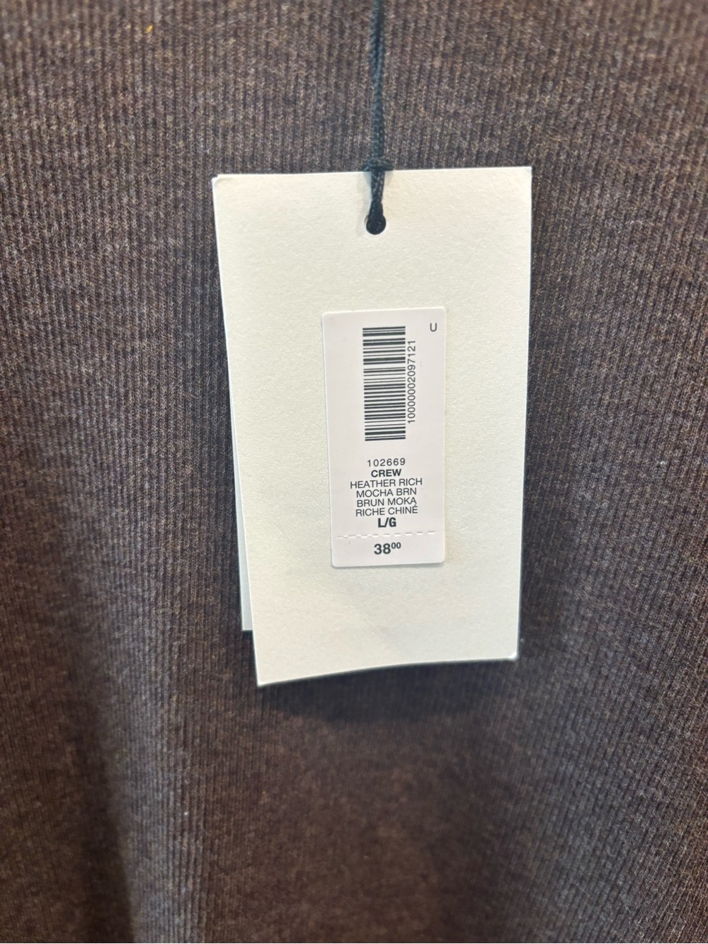 Aritzia Ribbed Crewneck Top - Chocolate Brown - Picture 3 of 3